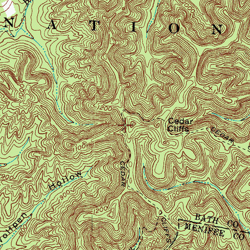 Topographic Map of Cedar Cliffs Trail, KY