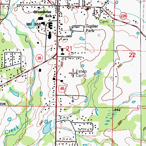 Topographic Map of Estep Cemetery, AR