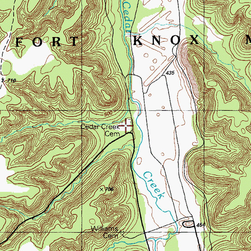 Topographic Map of Cedar Creek Cemetery, KY