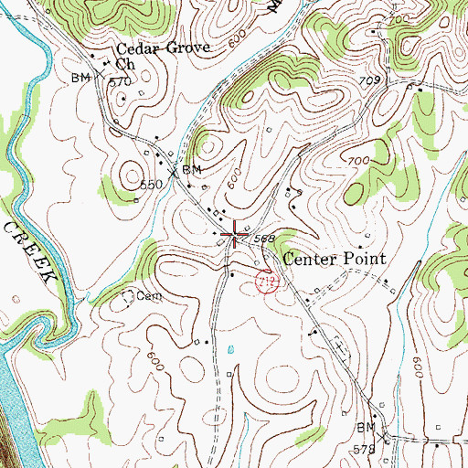 Topographic Map of Center Point, KY