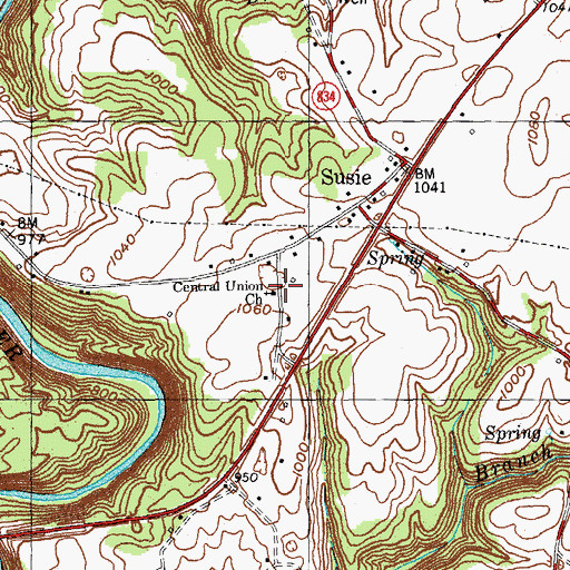 Topographic Map of Central Union Church, KY