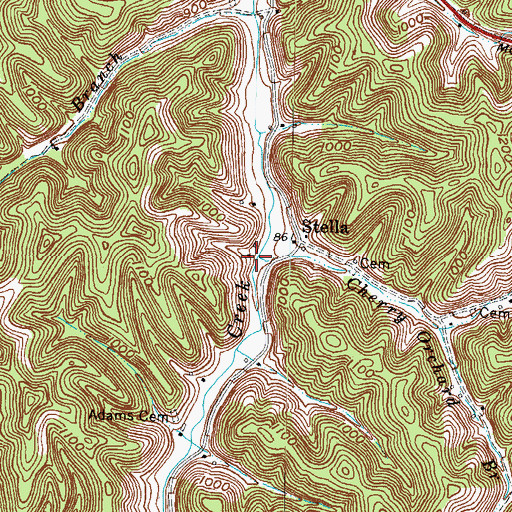 Topographic Map of Cherry Orchard Branch, KY