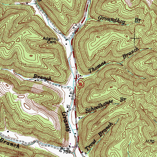 Topographic Map of Chestnut Branch, KY