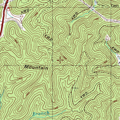 Topographic Map of Chestnut Mountain, KY