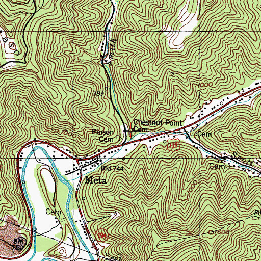 Topographic Map of Chestnut Point, KY
