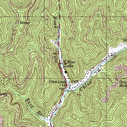 Topographic Map of Chloe Lake, KY