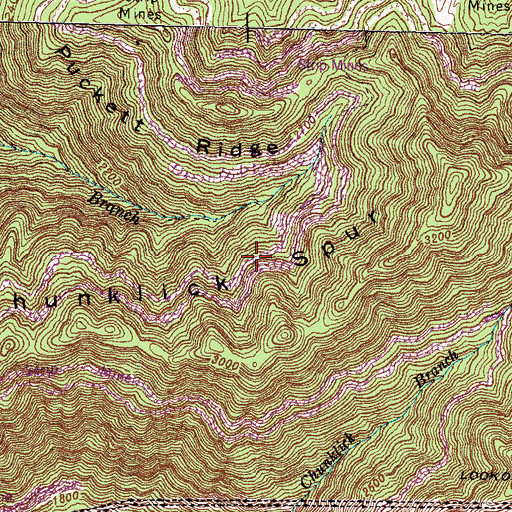 Topographic Map of Chunklick Spur, KY