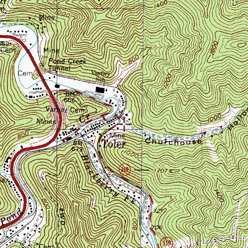 Topographic Map of Churchouse Hollow, KY