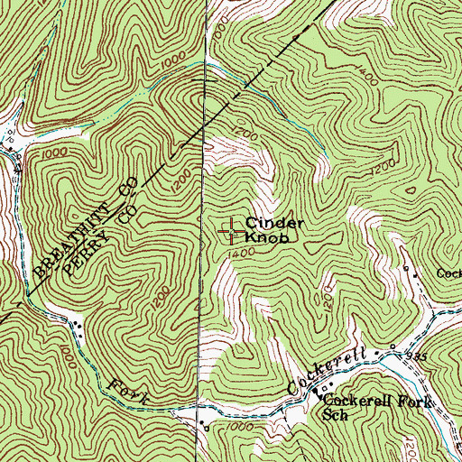 Topographic Map of Cinder Knob, KY