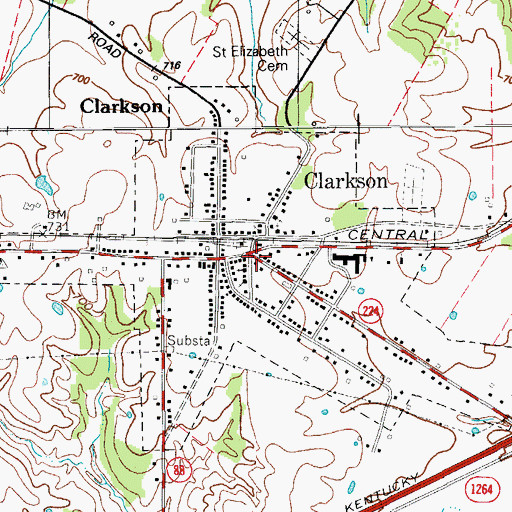 Topographic Map of Clarkson, KY