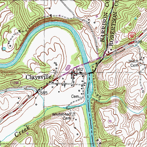 Topographic Map of Claysville, KY