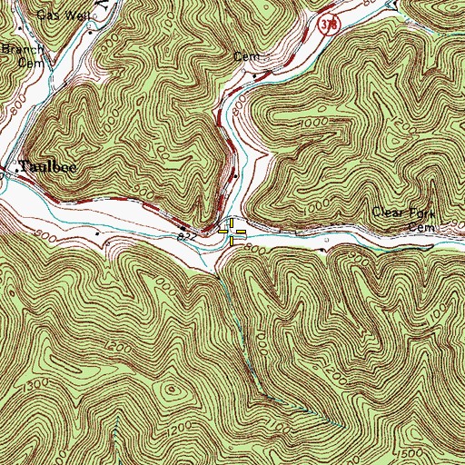 Topographic Map of Clear Fork, KY