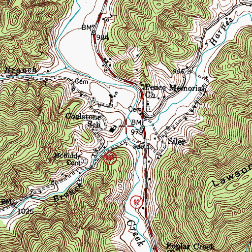 Topographic Map of Coalstone Branch, KY