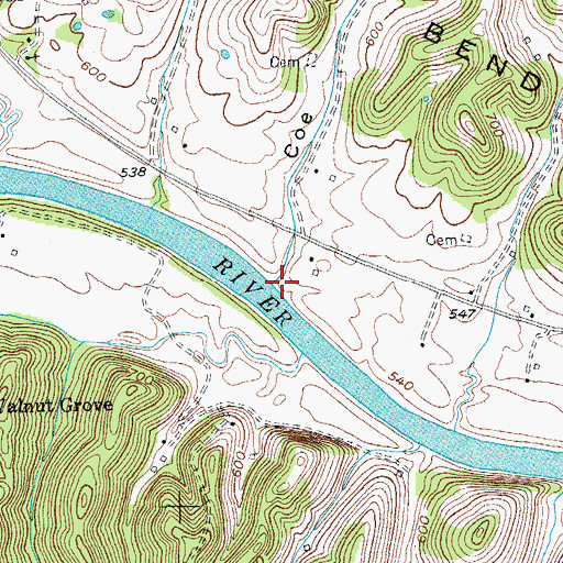 Topographic Map of Coe Hollow, KY