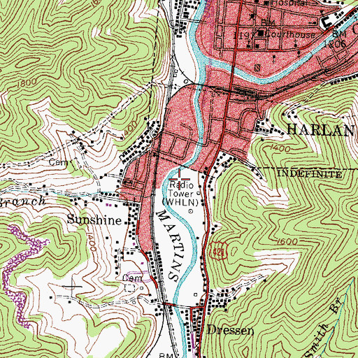 Topographic Map of Coldiron Branch, KY