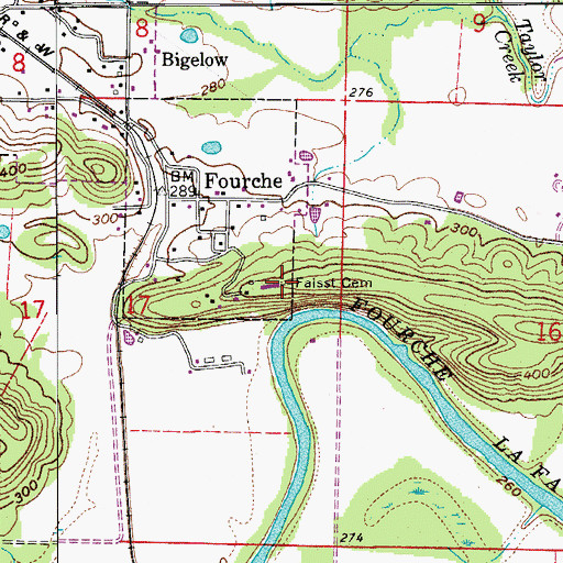 Topographic Map of Faisst Cemetery, AR
