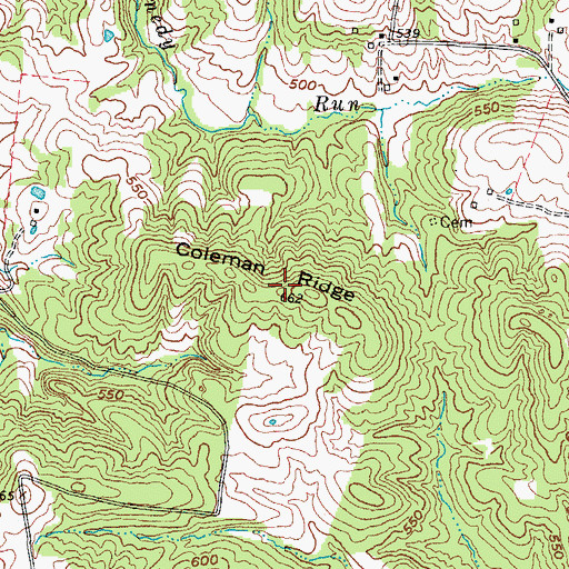 Topographic Map of Coleman Ridge, KY