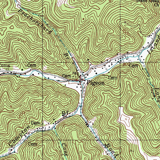 Topographic Map of Compton Branch, KY