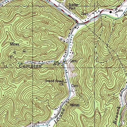 Topographic Map of Compton Branch, KY
