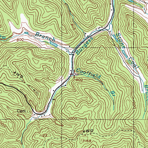 Topographic Map of Coolfield Branch, KY