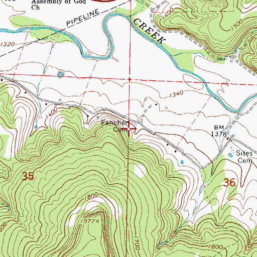 Topographic Map of Fancher Cemetery, AR