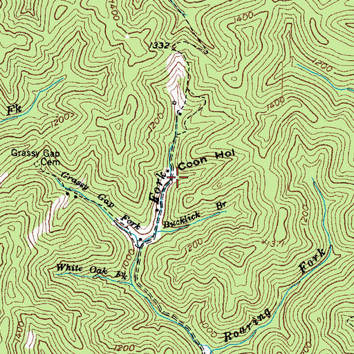 Topographic Map of Coon Hollow, KY
