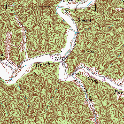 Topographic Map of Cope Fork, KY