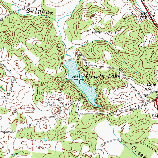 Topographic Map of County Lake, KY