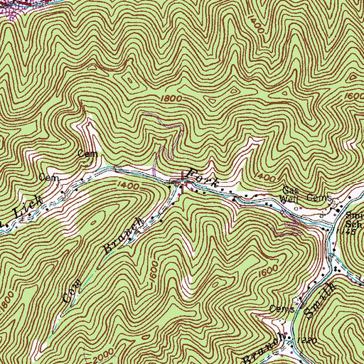 Topographic Map of Cow Branch, KY