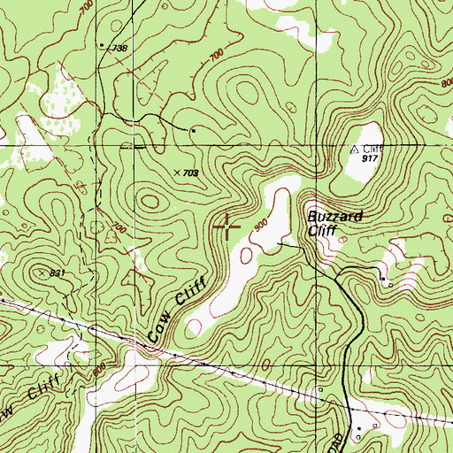 Topographic Map of Cow Cliff, KY