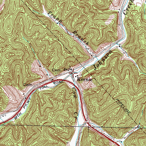 Topographic Map of Cow Creek, KY