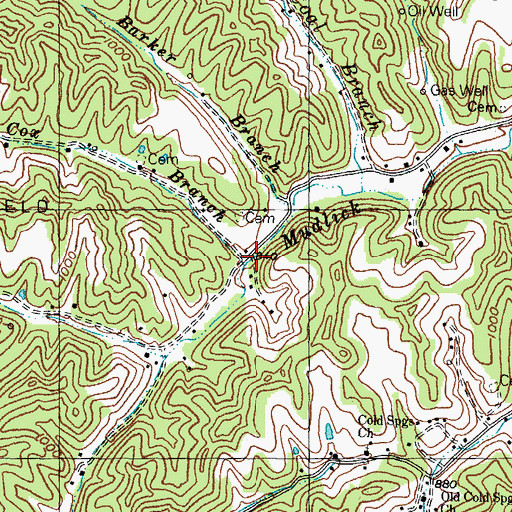 Topographic Map of Cox Branch, KY