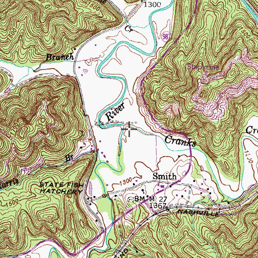 Topographic Map of Cranks Creek, KY