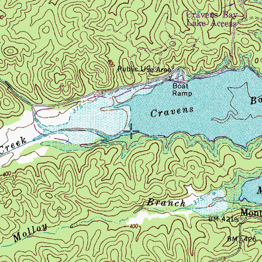 Topographic Map of Cravens Creek, KY