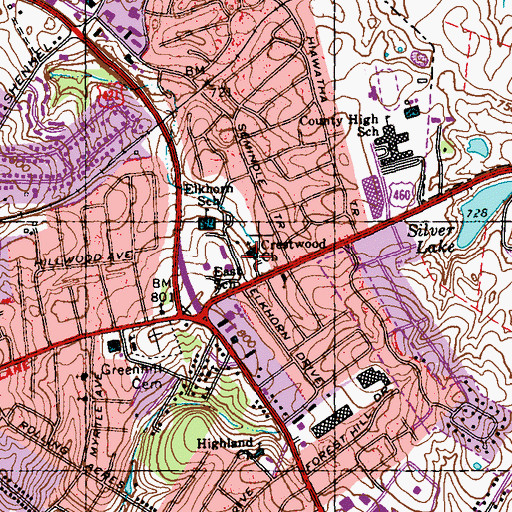 Topographic Map of Crestwood Church, KY
