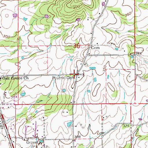 Topographic Map of Feutral Cemetery, AR