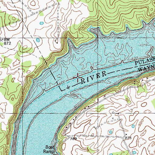 Topographic Map of Lake Cumberland, KY