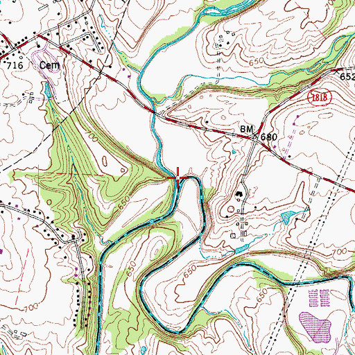 Topographic Map of Currys Fork, KY