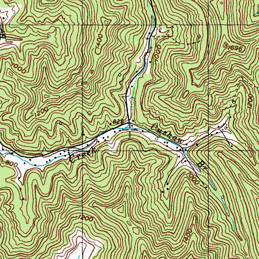 Topographic Map of Cushaw Branch, KY