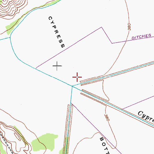Topographic Map of Cypress Bottom, KY