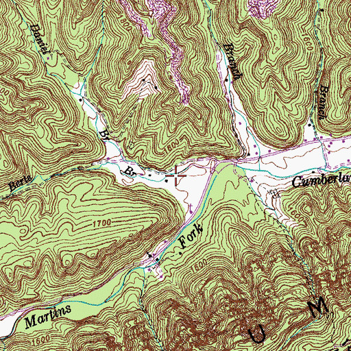 Topographic Map of Daniel Branch, KY
