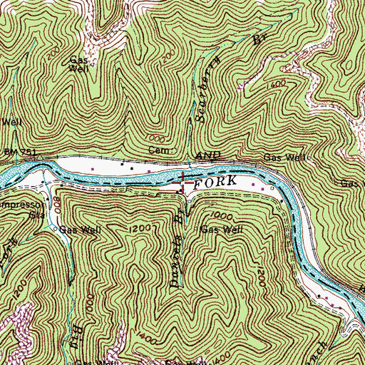Topographic Map of Daniels Branch, KY