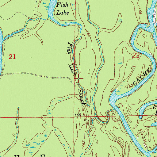 Topographic Map of Fish Lake Slough, AR