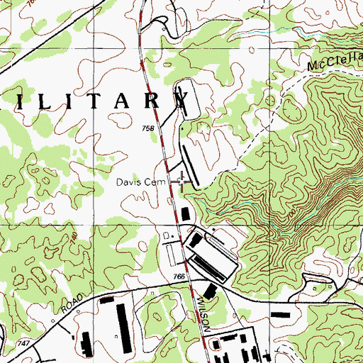 Topographic Map of Davis Cemetery, KY