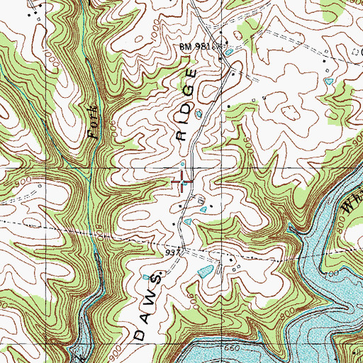 Topographic Map of Daws Ridge, KY