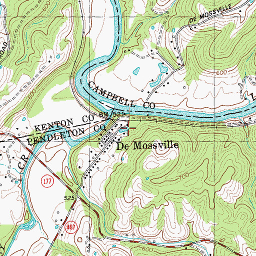 Topographic Map of DeMossville, KY