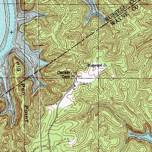 Topographic Map of Decker Cemetery, KY