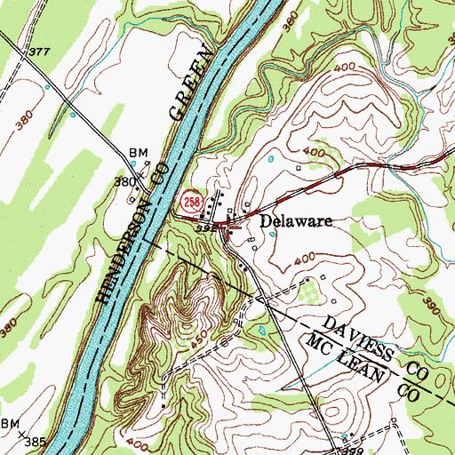 Topographic Map of Delaware, KY