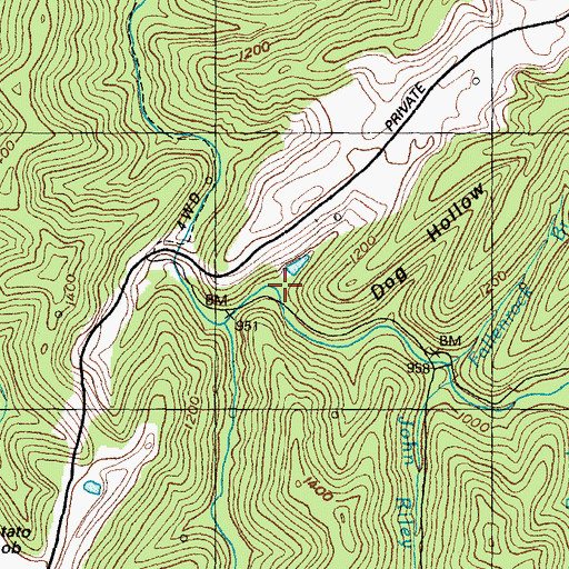 Topographic Map of Devilhouse Branch, KY