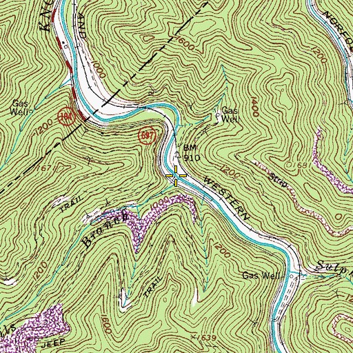 Topographic Map of Devils Branch, VA